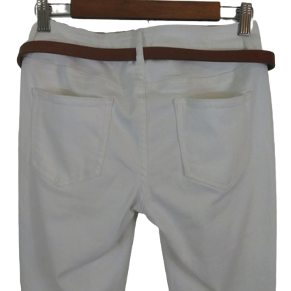 Maurices White Jeans Skinny Jeans Cotton Jegging Neutral Pants & Brown Belt - Picture 5 of 10
